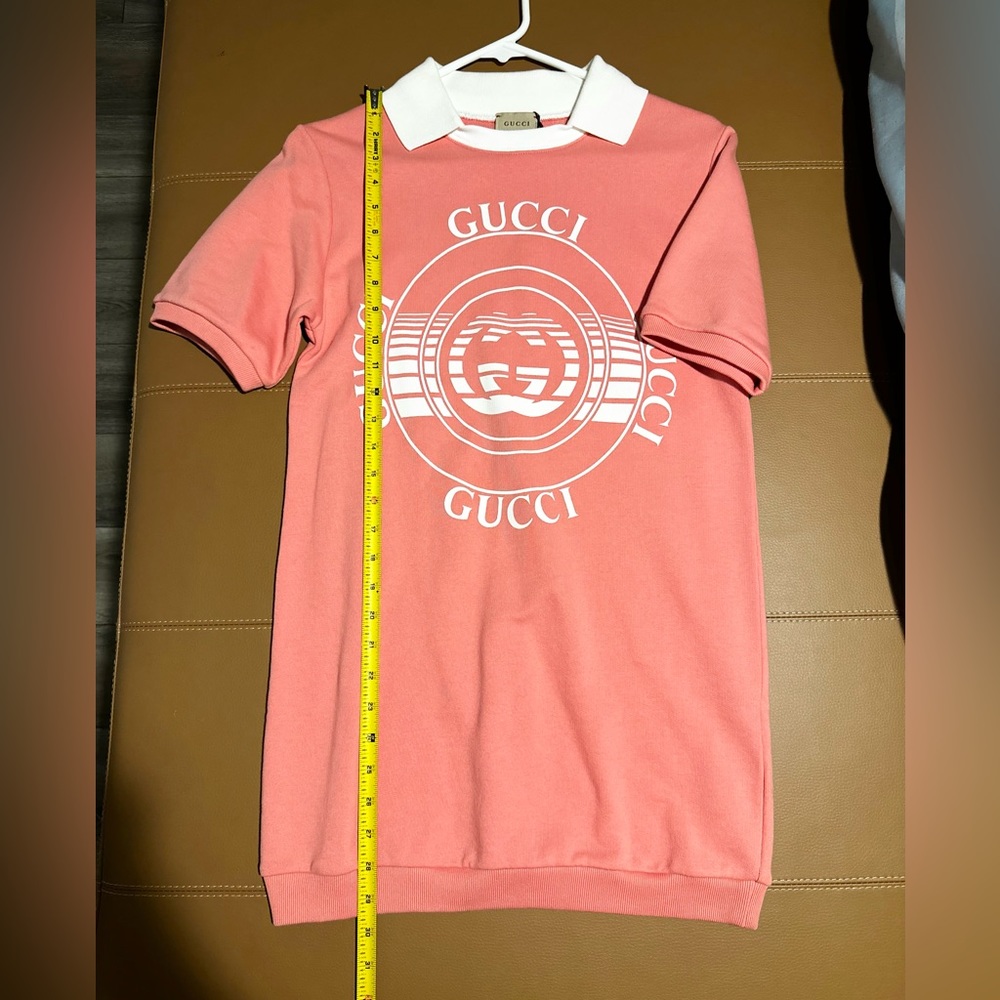 New! Gucci Logo Print Polo Dress Felted Cotton Jersey. - Picture 9 of 10